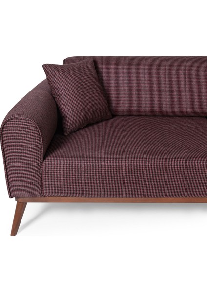 Perla Sofa Seneca Yataklı Kanepe Keten Bordo Kazayağı