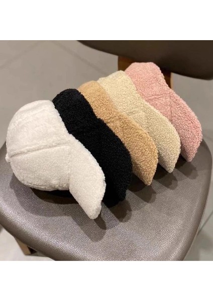 Trend Teddy Peluş Siyah Cap Şapka