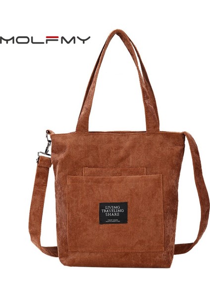 Açık Kahverengi Kadın Kanvas Omuzdan Askili Çanta Moda Kadife Büyük Kapasiteli Crossbody Çanta Kadın Rahat Ekose Düz Renk Çanta (Yurt Dışından) modelleri