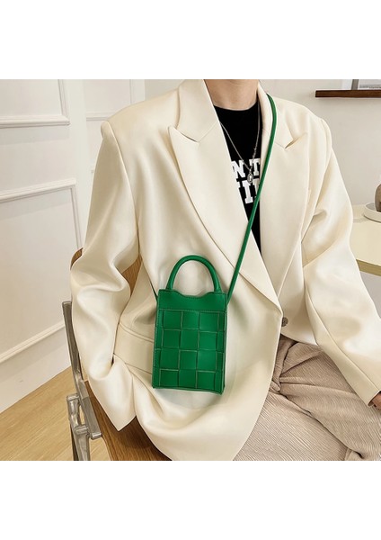 Mor 1 Mini Kadın Örgü Telefon Messenger Çanta Kısa Saplı Pu Deri Çanta Yaz Lüks Tasarımcı Eğilim Omuz Çantası Bayan Tote (Yurt Dışından) indirimleri