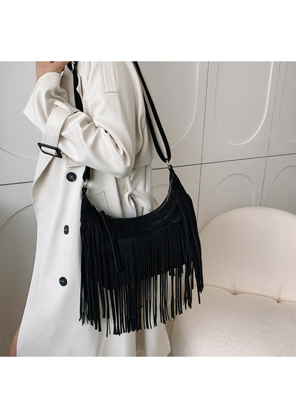 Mavi Omuz Çantası Püskül Çanta El Çantası Ayarlanabilir Askı Modern Saçak Tote Çanta Moda Tatil Dizüstü Çalışma (Yurt Dışından) fiyatları