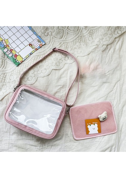 B Tipi Siyah Lüks Pu Ita Çanta Crossbody Kadınlar Tatlı Lolita Çanta Sevimli Şeffaf Cep Japon Tarzı Omuz Çantası (Yurt Dışından) fiyatları