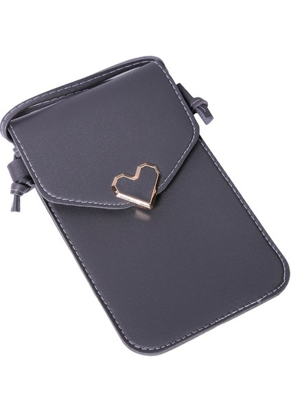 Derin Gri 2022 Çanta Için Kadınlar Dokunmatik Ekran Cep Telefonu Çanta Akıllı Telefon Cüzdan Omuz Askısı Çanta Pu Deri Casual Katı Crossbody Çanta (Yurt Dışından)