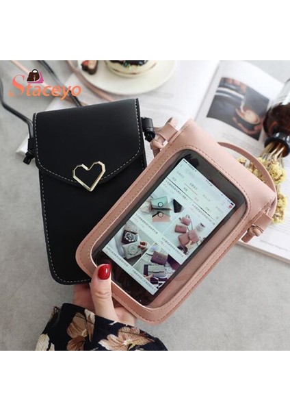 Derin Gri 2022 Çanta Için Kadınlar Dokunmatik Ekran Cep Telefonu Çanta Akıllı Telefon Cüzdan Omuz Askısı Çanta Pu Deri Casual Katı Crossbody Çanta (Yurt Dışından) modelleri