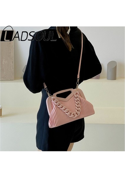 Yeşil Ladsoul Üçgen Çanta Pileli Zincir Omuz Çantası Kadınlar Için Yüksek Kaliteli Crossbody Çanta Satchels Yumuşak Hamur Torbası Koltukaltı Çanta (Yurt Dışından) modelleri