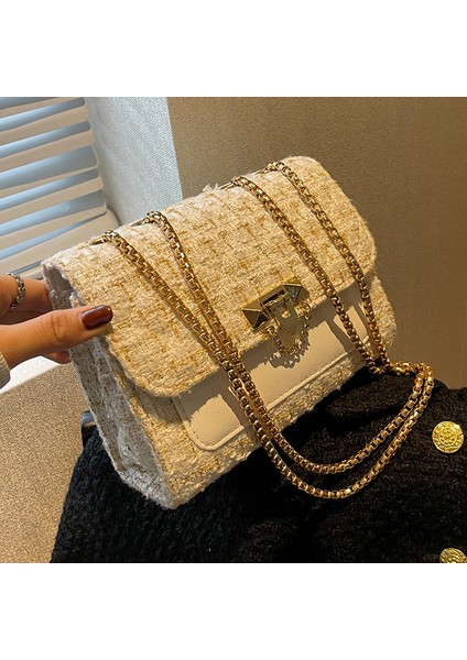 Kırmızı Yün Crossbody Çanta Kadınlar Için Perçin Kilit Omuz Çantaları 2022 Moda Küçük Kare Çanta Tüvit El Çantası Bayanlar Tasarımcı Yeni (Yurt Dışından) modelleri
