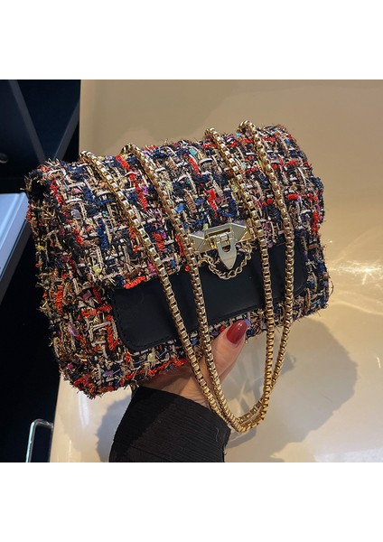 Kırmızı Yün Crossbody Çanta Kadınlar Için Perçin Kilit Omuz Çantaları 2022 Moda Küçük Kare Çanta Tüvit El Çantası Bayanlar Tasarımcı Yeni (Yurt Dışından) fırsatları