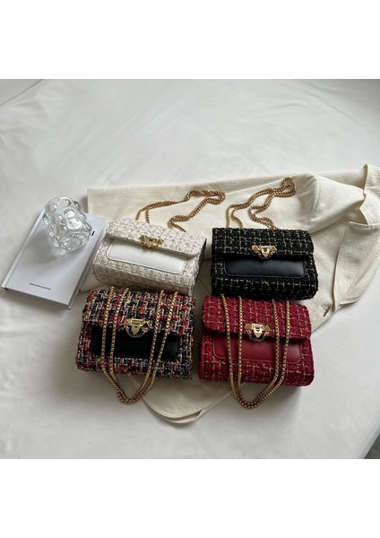 Kırmızı Yün Crossbody Çanta Kadınlar Için Perçin Kilit Omuz Çantaları 2022 Moda Küçük Kare Çanta Tüvit El Çantası Bayanlar Tasarımcı Yeni (Yurt Dışından) indirimleri
