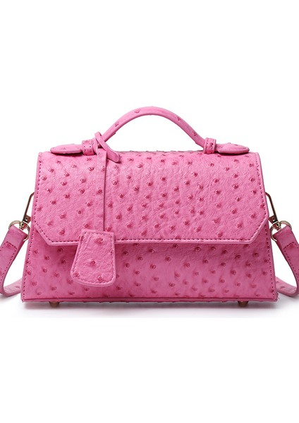 Sıcak Pembe Özelleştirilmiş Devekuşu Deri Çanta Yeni Stil Omuz Çantası Genç Kızlar Için Okul Çantaları Moda Pembe Çanta Yüksek Kaliteli Crossbody Çanta (Yurt Dışından)
