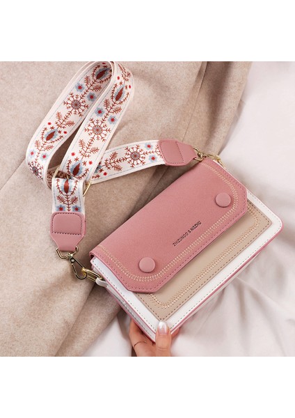 Pembe Yeni Geniş ve Dar Çift Omuz Askısı Moda Kadın Çantası Sıcak Satış Net Kırmızı Doku Kadınlar Için Tüm Maç Küçük Kare Çanta (Yurt Dışından) fırsatları