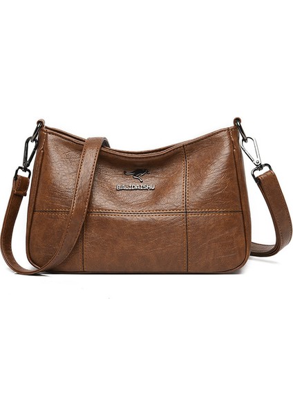 Kahverengi Basit Moda Crossbody Omuz Çantası Kadın 2021 Yeni Yumuşak Pu Deri Çantalar ve Kadınlar Için Çanta Lüks Tasarımcı Messenger Çanta (Yurt Dışından)
