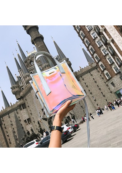 Pembe Çanta 2023 Yeni Yaz Şeffaf Çanta Moda Bayan Çanta 2 Adet Messenger Crossbody Kadınlar Için Pvc Büyük Plaj Omuz Çantaları Paketi (Yurt Dışından) fırsatları