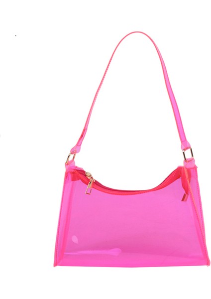 Pembe Çok Yönlü Bayanlar Şeffaf Koltuk Altı Çanta Bayanlar Tek Askı Alışveriş Çantaları Küçük Düz Renk Omuz Çantaları (Yurt Dışından)