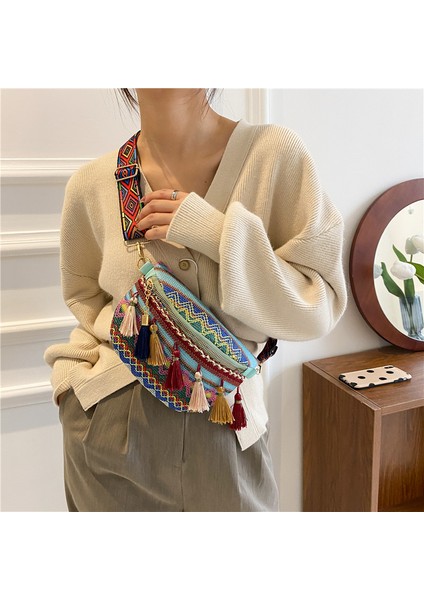 Göğüs Çantası 2 Yeni Bohemia Püskül Örgülü Crossbody Çanta Kadın Basit Çok Yönlü Omuz Çantası Fanny Paketi Etnik Stil Seyahat Taşınabilir Depolama (Yurt Dışından) modelleri