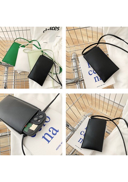 Siyah Kadın Mini Crossbody Çanta Pu Deri Omuz Çantası Eğilim Tasarımcı Telefon Çantası Bozuk Para Cüzdanı Cüzdan Siyah Beyaz Yeşil Messenger Çanta (Yurt Dışından) modelleri