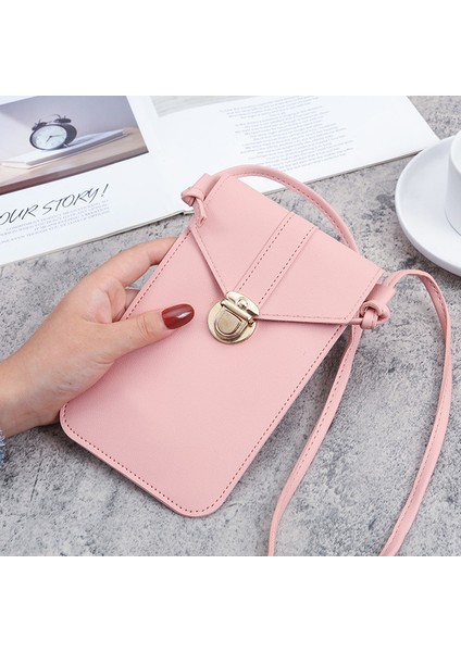 Pembe Bayanlar Dokunmatik Ekran Cep Telefonu Çanta Akıllı Telefon Cüzdan Pu Deri Omuz Askısı Çanta Kadın Çantası Moda Mobil Cüzdan 2022 (Yurt Dışından)