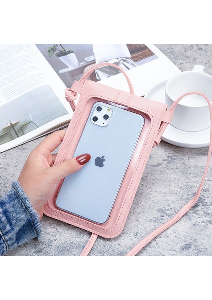 Pembe Bayanlar Dokunmatik Ekran Cep Telefonu Çanta Akıllı Telefon Cüzdan Pu Deri Omuz Askısı Çanta Kadın Çantası Moda Mobil Cüzdan 2022 (Yurt Dışından) modelleri
