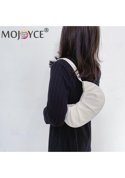 Beyaz Nedensel Naylon Düz Renk Pileli Yumuşak Bulut Çanta Moda Küçük Omuz Koltukaltı Çanta Kadınlar Için Kıvrımlar Tasarım Seyahat El Çantası (Yurt Dışından) indirimleri