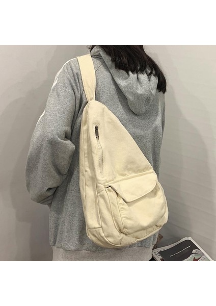 Beyaz 2022 Kadın Omuz Askılı Çanta Tuval Crossbody Yeni Trend Moda Kadın Çantası Düz Renk Yüksek Kaliteli Bayanlar Göğüs Çantası (Yurt Dışından)