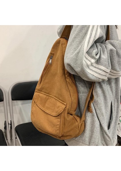 Beyaz 2022 Kadın Omuz Askılı Çanta Tuval Crossbody Yeni Trend Moda Kadın Çantası Düz Renk Yüksek Kaliteli Bayanlar Göğüs Çantası (Yurt Dışından)
