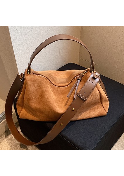 Gri Moda Yüksek Kapasiteli Kadın Patchwork Pu Crossbody Çanta Kadın Çanta Kadınlar Için Sahte Süet Omuz Çantası Tote Çanta Çanta (Yurt Dışından) modelleri