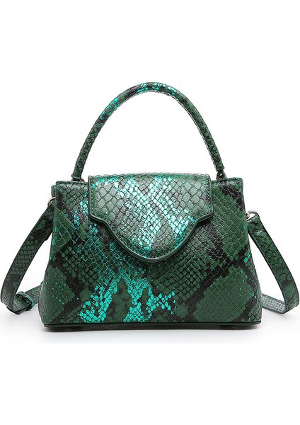 Python Yeşil Monogramlı Harfler Tasarımcı Lüks Çanta Kadın Çanta Devekuşu Desen Kadın Crossbody Çanta Go Yeni Moda Kadın Çantası Omuz (Yurt Dışından)