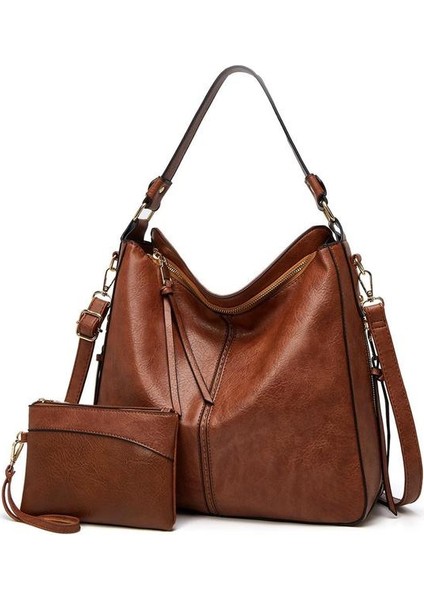 Kahverengi 2 Elvasek Kadın Çanta Kadın Crossbody Omuz Çantaları Bayanlar Için Yüksek Kaliteli Pu Deri Postacı Çantası Büyük Kılıf Büyük Kapasiteli (Yurt Dışından)