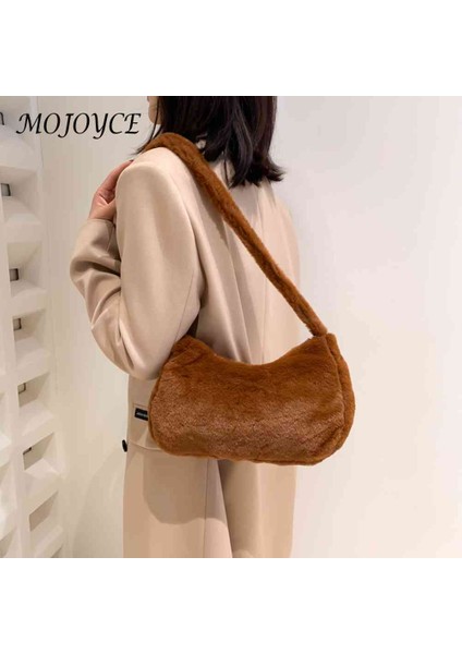 Beyaz Peluş Koltukaltı Çantaları Rahat Sonbahar Kış Kabarık Bez Çantalar Taşınabilir Moda Aşk Kalp Baskılı Yumuşak Sokak Seyahat Için Sıcak (Yurt Dışından) fırsatları