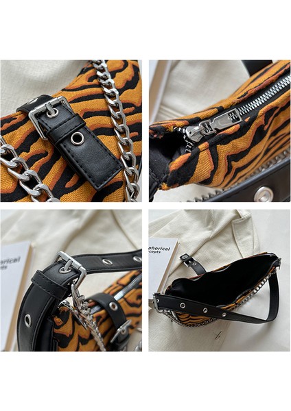 Siyah Beyaz Stil 1 Moda Yarım Ay Bayanlar Çanta Retro Rahat Kadın Tote Omuz Çantası Kanvas Çanta Hobo Koltukaltı Omuz Çantaları Shopper Çanta (Yurt Dışından)