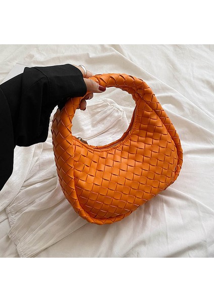 Gül Kırmızı Kadınlar Için Yüksek Kaliteli Pu Deri Omuz Çantaları 2022 Yeni Moda Dokuma Çanta ve Cüzdanlar Kadın Lüks Koltukaltı Çanta Fermuar Tote (Yurt Dışından) modelleri