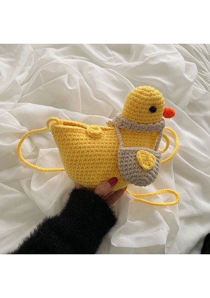 Beyaz Kadınlar Için Yeni Kore Moda Çanta Yün Örgü El Yapımı Crossbody Çanta Kadın Güzel Ördek Çanta Telefonu Çanta Mini Çanta Bolso Mujer (Yurt Dışından) modelleri
