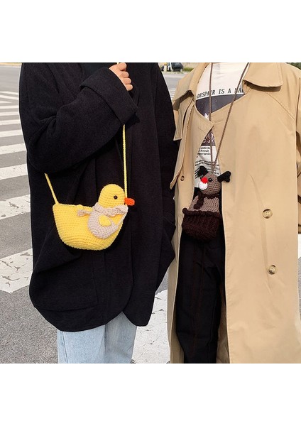 Beyaz Kadınlar Için Yeni Kore Moda Çanta Yün Örgü El Yapımı Crossbody Çanta Kadın Güzel Ördek Çanta Telefonu Çanta Mini Çanta Bolso Mujer (Yurt Dışından) indirimleri