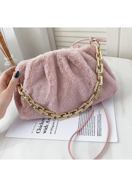 Pembe Smooza Kadın Tek Omuz Messenger Peluş Çanta Zinciri Taşınabilir Çanta 2022 Sonbahar ve Kış Yeni Moda Hamur Güzel Çantalar (Yurt Dışından)