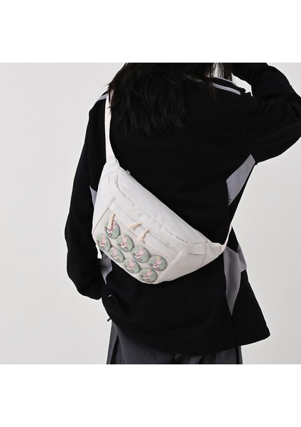 Siyah Ita Göğüs Çantası Harajuku Bayanlar Crossbody Çanta Temizle Pencere Kızlar Için Cep Pimleri Bebek Ekran Kawaii Ita Omuz Göğüs Mini Çanta (Yurt Dışından)