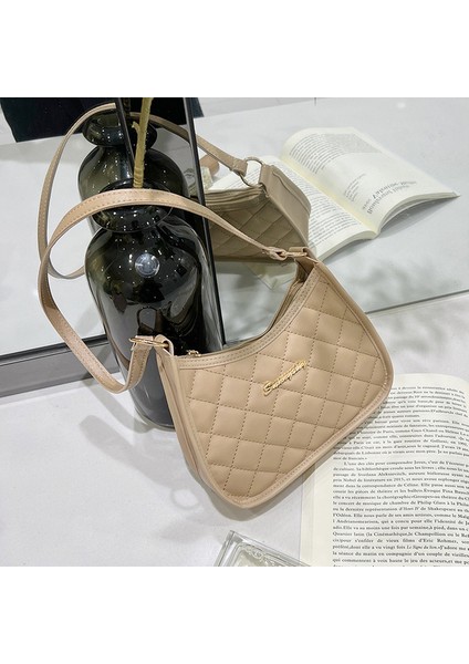 Haki Yeni Küçük Kadın Çantaları 2022 Lingge Nakış Koltuk Altı Çantaları Rahat Tek Omuz Askılı Çanta Moda Moda Basit Tote Çanta (Yurt Dışından)