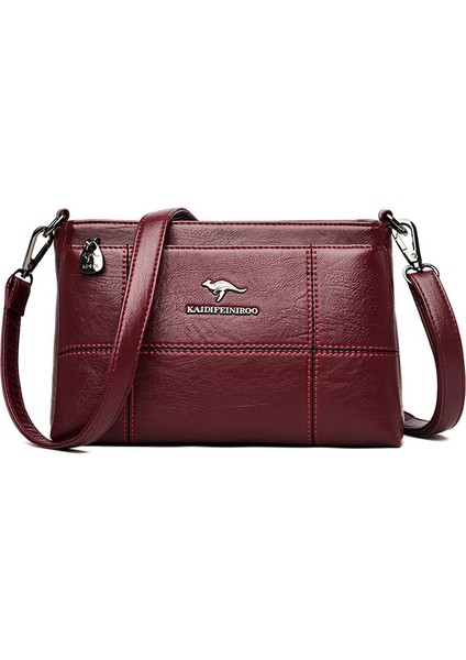 Şarap Kırmızısı Gündelik Marka Moda Tasarımcısı Çanta Kadın Deri Hobos Bayanlar Için Vintage Ekose Tote Omuz Çantası Messenger Crossbody Çanta (Yurt Dışından)