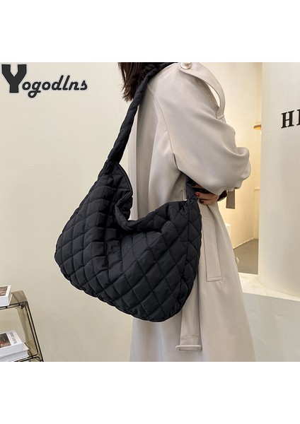 Mavi Moda Kapitone Kadın Koltukaltı Omuz Çantası Kadın Naylon Hobo Çanta Lüks Tasarım Büyük Kapasiteli Çanta ve Çanta Shopper Tote (Yurt Dışından) fırsatları