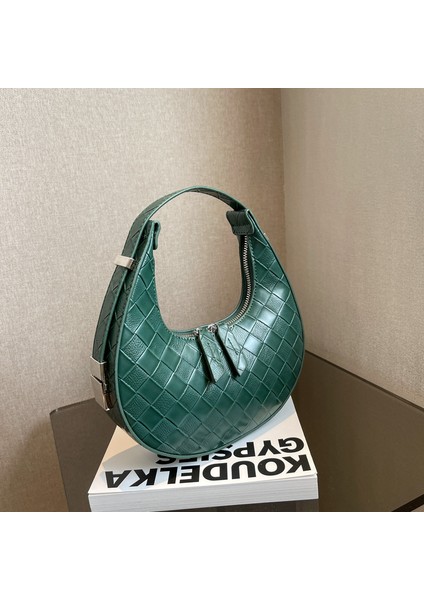 Kahve Trendy Marka Tasarımcısı Dokuma Hobos Çanta ve Cüzdanlar Omuz Çantaları Kadın 2022 Vintage Pu Deri Yarım Ay Tote Yüksek Kalite (Yurt Dışından) fiyatları