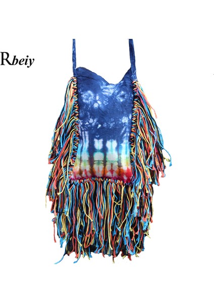 Stil 2 Marka Kravat Boyama Pamuk Crossbody Çanta Moda Rahat Uzun Püsküller Kadın Çantaları (Yurt Dışından) fiyatları