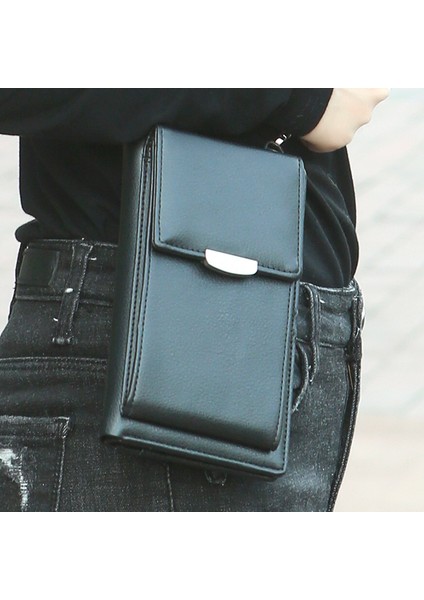 Siyah Casual Kadın Kız Çanta Küçük Cep Telefonu Kılıfı Omuz Çantası Kart Sahipleri Cüzdan Alışveriş Crossbody Çanta Bayan Çantalar (Yurt Dışından)