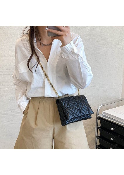 Haki Omuzdan Askili Çanta Kadın Omuz Çantaları Lüks Marka Deri Kadınlar Için Moda Çanta Flap Retro Debriyaj Çanta Metal Zincir Küçük Omuz Çantası Kadın (Yurt Dışından) modelleri