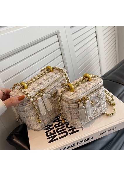 Gök Mavisi Lüks Marka Tasarım Tüvit Kadın Çantaları 2022 Yeni Moda Yün Örgü Çanta Örgü Kafes Retro Kutu Omuz Crossbody Çanta (Yurt Dışından) indirimleri