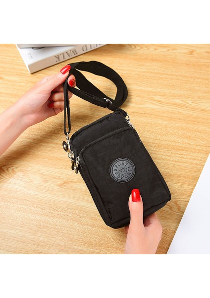 Siyah Mini Kız Çanta Boyun Omuz Çantası Seyahat Cüzdan Kadın Küçük Messenger Para Kılıfı Anahtarları Koymak Telefon Pasaport Kartları Çanta (Yurt Dışından)