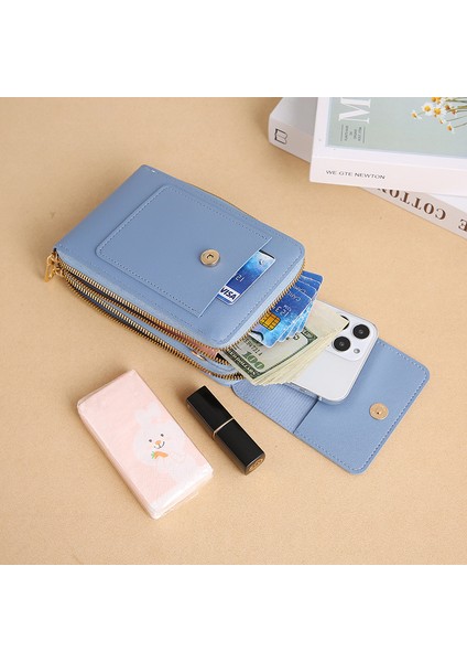 Gri Dokunmatik Ekranlı Cep Telefonu Çantası Kadın Askılı Çanta Mini Cep Telefonu Çantası Çok Fonksiyonlu Anahtar Bozuk Para Cüzdanı Omuzdan Askili Çanta (Yurt Dışından) modelleri