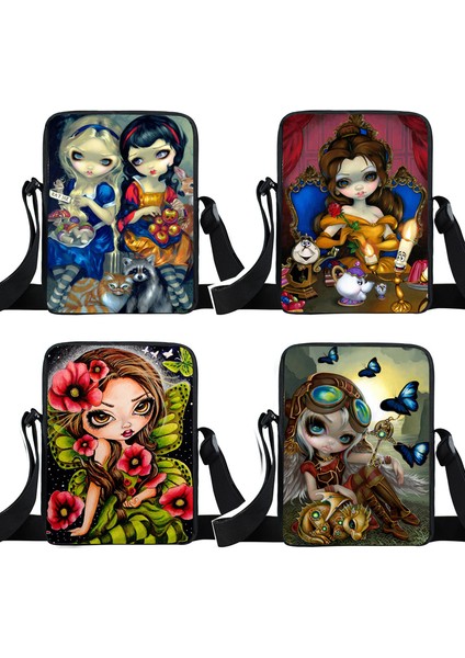 Xkb GETE02 Karikatür Gotik Kız Messenger Çanta Kadın Çanta Bayanlar Omuz Çantası Seyahat Için Tuval Crossbody Çanta Küçük Satchel Gizli Sakli Konusmalar (Yurt Dışından) fırsatları