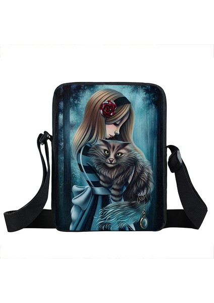 Xkb GETE02 Karikatür Gotik Kız Messenger Çanta Kadın Çanta Bayanlar Omuz Çantası Seyahat Için Tuval Crossbody Çanta Küçük Satchel Gizli Sakli Konusmalar (Yurt Dışından) indirimleri