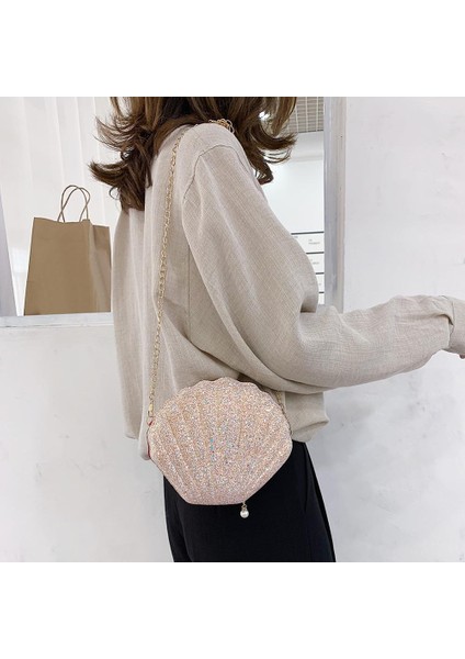 Siyah Aızhıyı Moda Zinciri Payetli Omuz Çantası Kadınlar Için Pu Deri Çanta Sevimli Kabuk Şekli Çanta Mini Yaz Çanta Bolsa Feminina (Yurt Dışından) fiyatları