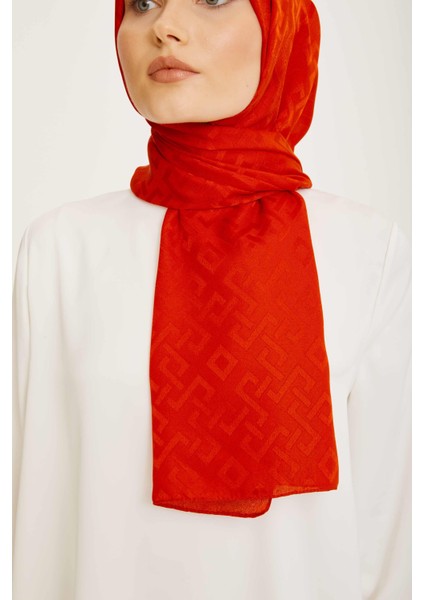 Trend Jan Jan Turuncu Geometrik Desen Jakar Şal 5 - 21219 fırsatları