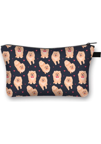 SHZBBOMEIC11CW Kawaii Chihuahua / Papillon / Pomeranian Köpek Kozmetik Çantası Kadın Makyaj Çantaları Küçük Debriyaj Kız Kozmetik Çantası Ruj Çantası Hediye (Yurt Dışından)
