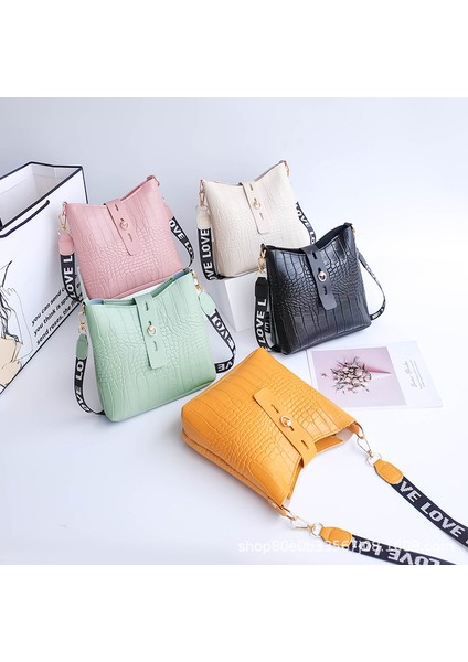 Siyah 2023 Moda Kadın Timsah Postacı Çantası Lüks Bayanlar Çanta Kova Çanta Pu Deri Crossbody Omuzdan Askili Çanta Kadın Çantası (Yurt Dışından) modelleri
